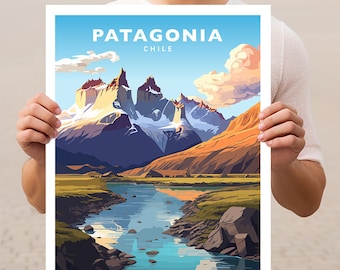 Patagonia Chile Torres Del Paine Travel Wall Art Poster Print