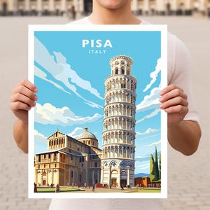 Pisa Italy Leaning Tower of Pisa Travel Wall Art Poster Print