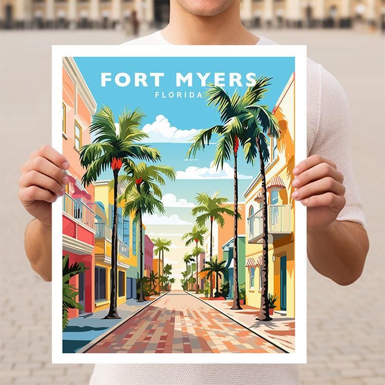 Fort Myers Florida Travel Wall Art Poster Print