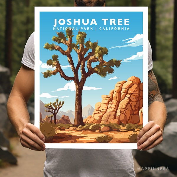 Joshua Tree National Park California Travel Print Gift Hiking Wall Art Home Decor Poster