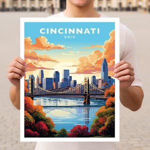 Cincinnati Ohio Travel Wall Art Poster Print
