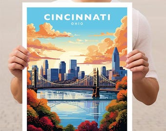 Cincinnati Ohio Travel Wall Art Poster Print