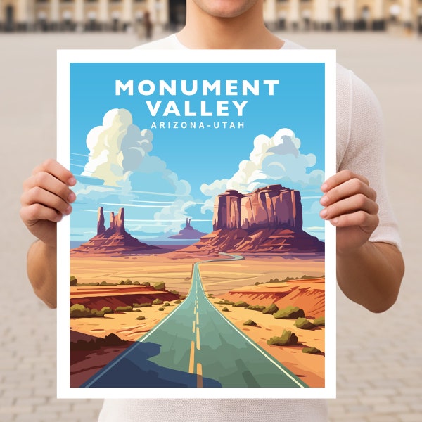 Impression d'affiche d'art mural de voyage Monument Valley Arizona Utah