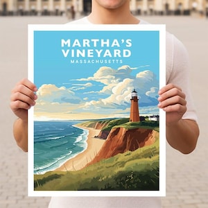 Martha&#39;s Vineyard Massachusetts Travel Wall Art Poster Print