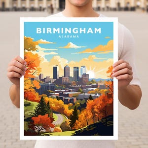 Impresión de póster de arte mural de viaje de Birmingham, Alabama