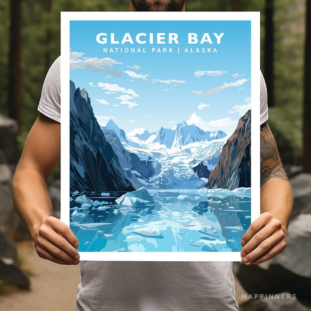 Glacier Bay National Park Alaska Travel Print Gift Hiking Wall Art Home ...