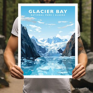 Glacier Bay National Park Alaska Travel Print Gift Hiking Wall Art Home Decor Poster