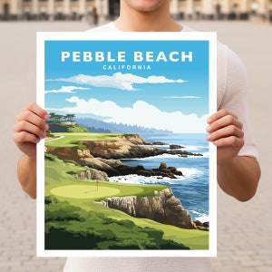 Pebble Beach California Travel Wall Art Poster Print