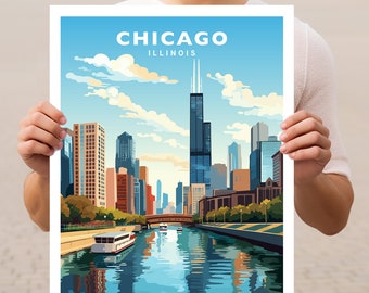 Chicago Illinois Travel Wall Art Poster Print