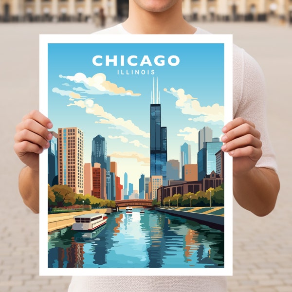 Chicago Illinois Travel Wall Art Poster Print