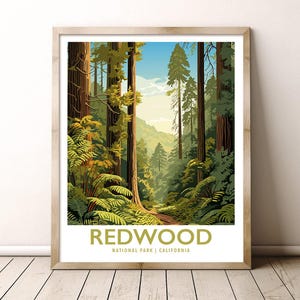 Redwood National Park California Travel Print Gift Hiking Wall Art Home Decor Poster