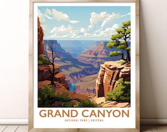 Grand Canyon National Park Arizona Travel Print Gift Hiking Wall Art Home Decor Poster