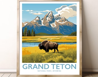 Grand Teton National Park Wyoming Travel Print Gift Hiking Wall Art Home Decor Poster