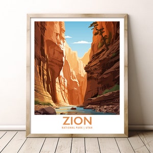 Zion National Park Utah Travel Print Gift Hiking Wall Art Home Decor Poster