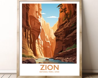 Zion National Park Utah Travel Print Gift Hiking Wall Art Home Decor Poster