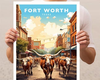 Fort Worth Texas Travel Wall Art Poster Print