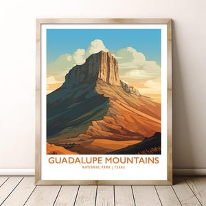 Guadalupe Mountains National Park Texas Travel Print Gift Hiking Wall Art Home Decor Poster