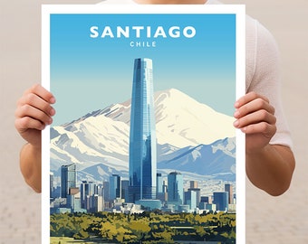 Santiago Chile Travel Wall Art Poster Print