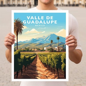 Póster de viaje de Baja California, Valle de Guadalupe, México