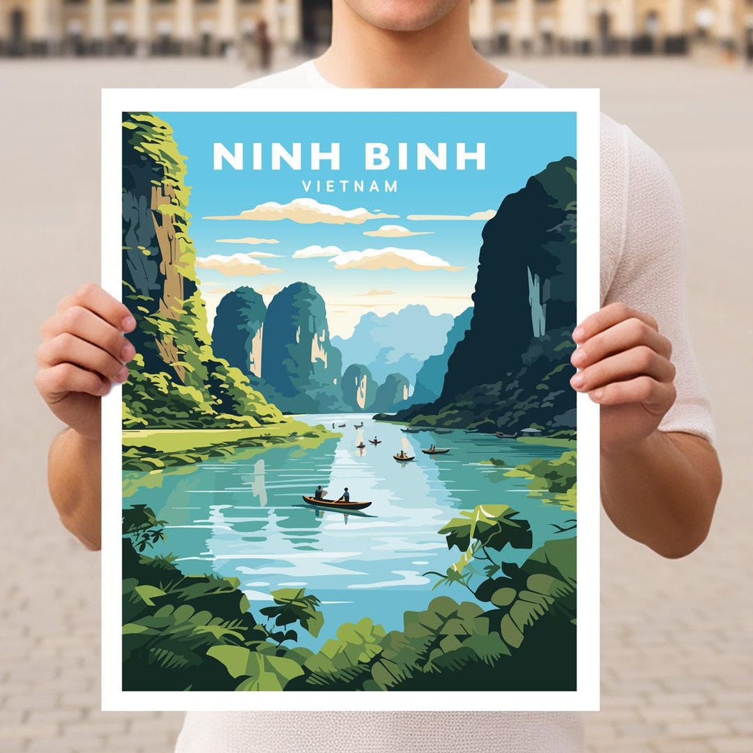 刺繍絵画　江南水郷　サイズ約50×62cm Ninh Binh Vietnam Travel Wall Art Poster Print - Etsy