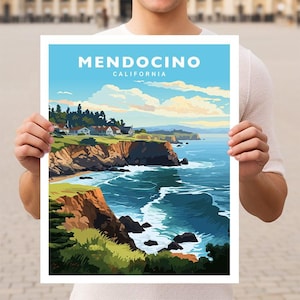 Mendocino California Travel Wall Art Poster Print