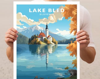 Lake Bled Slovenia Travel Wall Art Poster Print