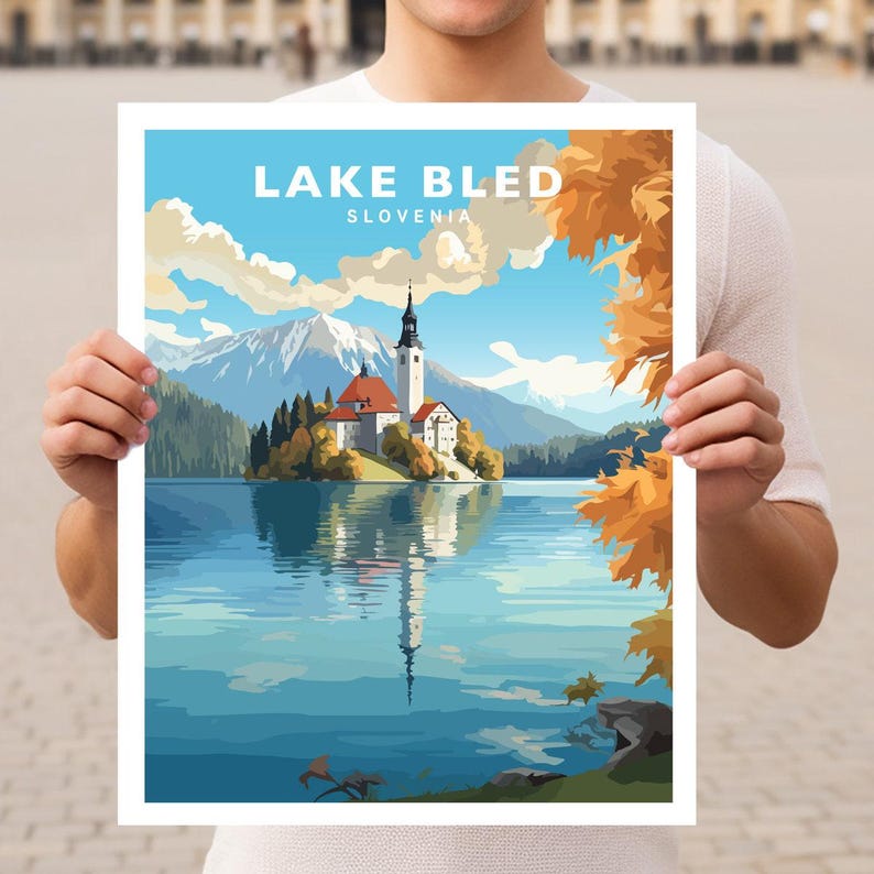 Lake Bled Slovenia Travel Wall Art Poster Print image 1