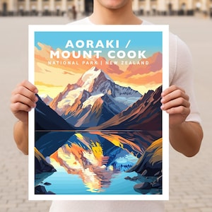 Aoraki / Mount Cook National Park New Zealand Travel Wall Art Poster Print