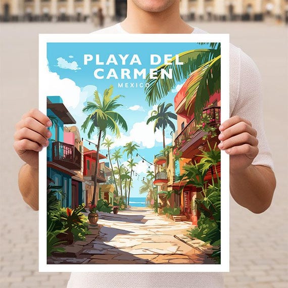 Playa del Carmen Mexico Quintana Roo Travel Wall Art Poster Print