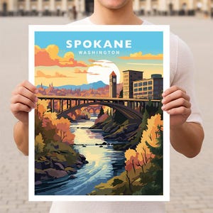 Spokane Washington Travel Wall Art Poster Print