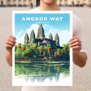 Angkor Wat Siem Reap Cambodia Travel Wall Art Poster Print