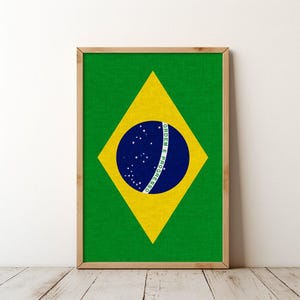 Brazil Brazilian Flag Travel Wall Art Poster Print