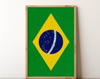 Bandeira do Brasil Viagem Arte de parede Cartaz Impressão