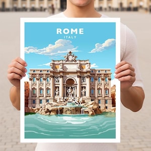 Rome Italy Trevi Fountain Travel Wall Art Poster Print