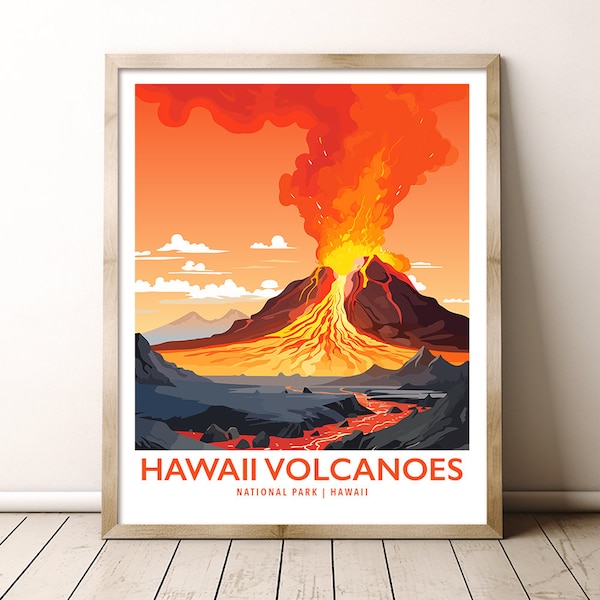 Hawaii Volcanoes Park Hawaii Travel Print Gift Hiking Wall Art Home Decor Poster