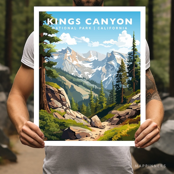 Kings Canyon National Park California Travel Print Gift Hiking Wall Art Home Decor Poster