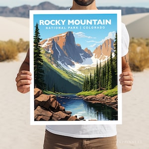 Rocky Mountain National Park Colorado Travel Print Gift Hiking Wall Art Home Decor Poster