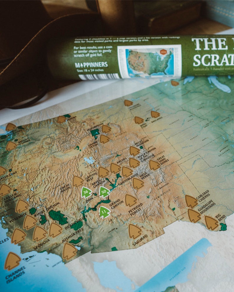 63 National Parks Scratch Off Travel Map by Mappinners immagine 2