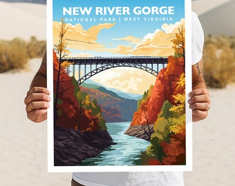 New River Gorge National Park West Virginia Travel Print Gift Hiking Wall Art Home Decor Poster