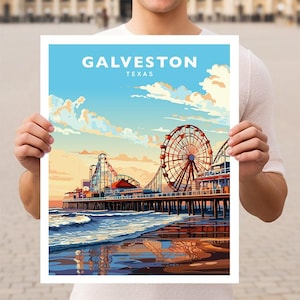 Galveston Texas Travel Wall Art Poster Print