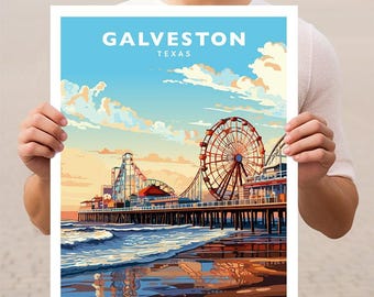 Galveston Texas Travel Wall Art Poster Print