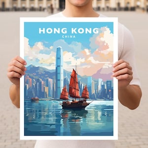 Hong Kong Victoria Harbour China Travel Wall Art Poster Print