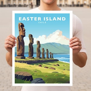 Easter Island Chile Travel Wall Art Poster Print