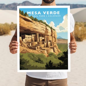 Mesa Verde National Park Colorado Viagem Impressão Presente Caminhada Arte de Parede Decoração de Casa Pôster