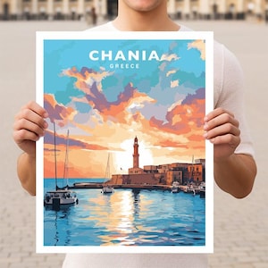 Chania Grecia Hania Creta Travel Wall Art Poster Stampa