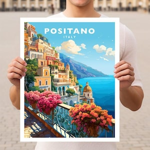 Positano Italy Amalfi Coast Travel Wall Art Poster Print