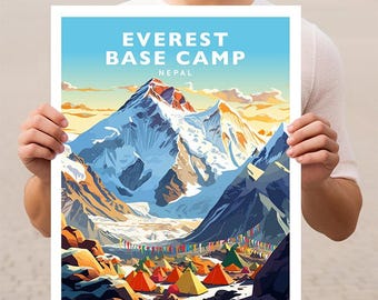 Everest Base Camp Nepal Travel Wall Art Poster Print