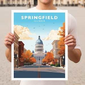 Springfield Illinois Travel Wall Art Poster Print