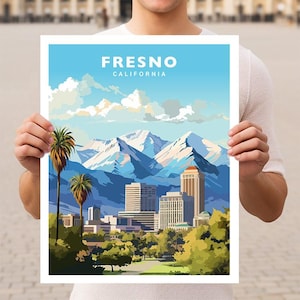 Fresno California Travel Wall Art Poster Print