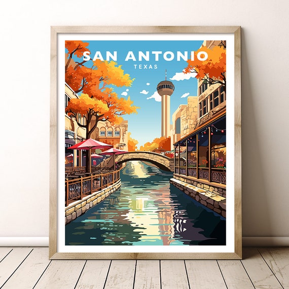 San Antonio Riverwalk Texas Art, lienzo grande o estampado mate, pintura de  Texas, decoración de pared de San Antonio, colores vibrantes escena de la  ciudad Obras de arte -  México